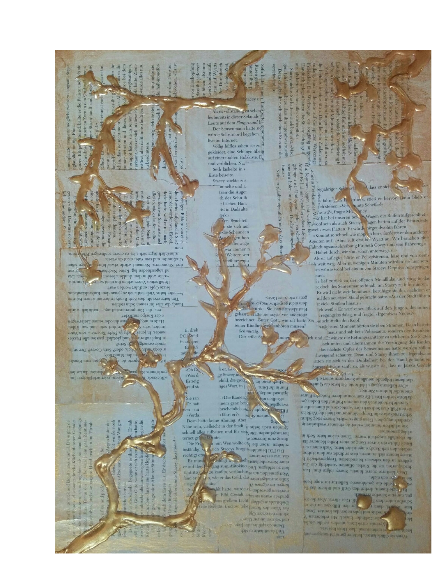 artigall: Goldener Baum Kunstwerk Detailansicht