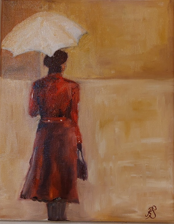 artigall: Frau mit Regenschirm Kunstwerk Detailansicht Thumbnail